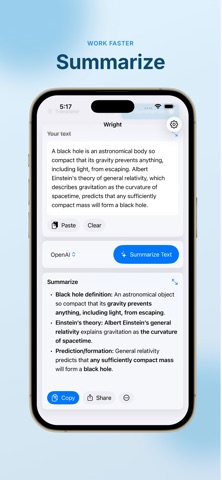 Wright: AI Text Assistant iPhone screenshot