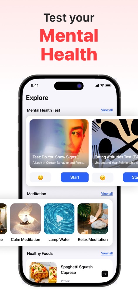 iPulse - Check Heart Rate & BP - Discover pathways to mental well-being through curated mental health tests and various guided meditation options offered within the app.