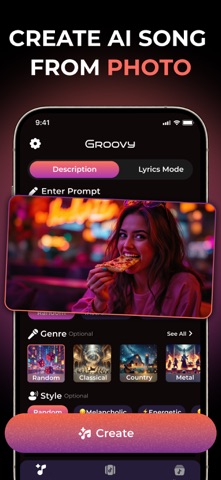 Groovy AI Music Generation iPhone screenshot