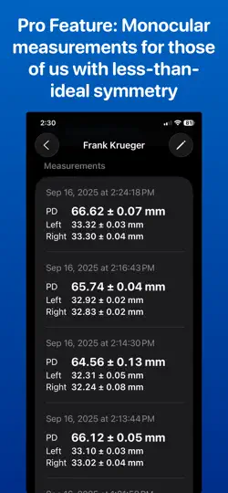 Capture d'écran de Pupillary Distance Ruler sur iPhone 4