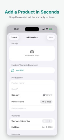 Warranty: Receipt & Tracker iPhone screenshot