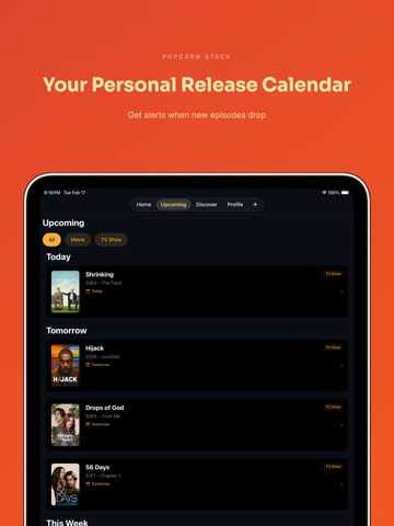 Popcorn Stack: Track Watchlist iPad screenshot