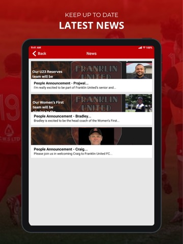 Franklin United FC iPad screenshot