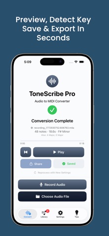 ToneScribe Pro: Audio to MIDI iPhone screenshot