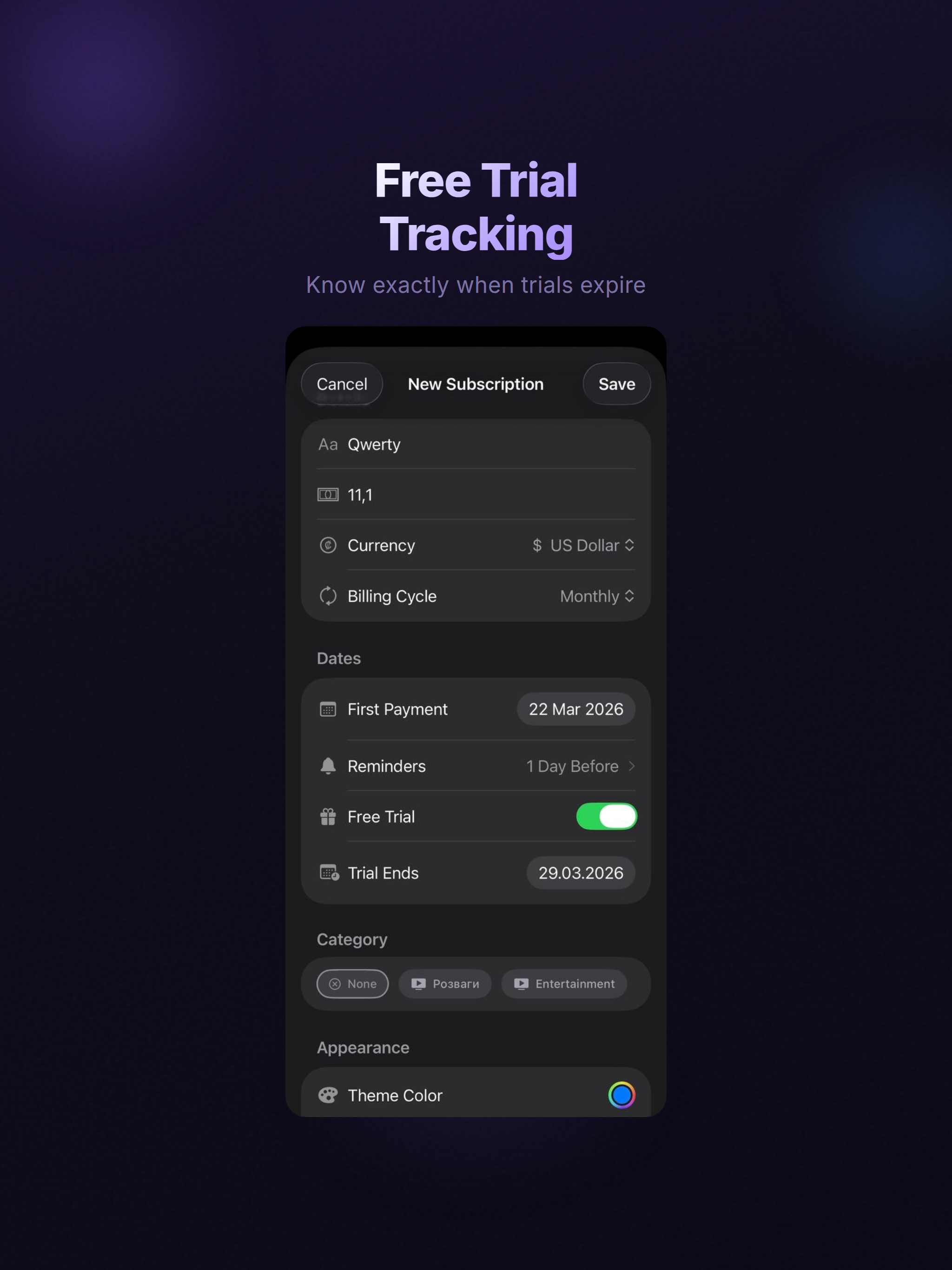 MySubs: Subscription Tracker