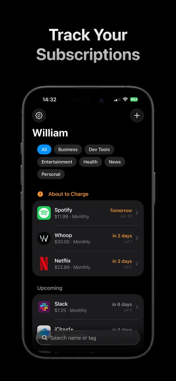 Screenshot #1 pour Charge Tracker: William