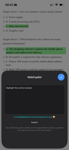 Web Copilot iPhone screenshot