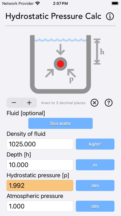 Hydrostatic Pressure Calc Screenshot