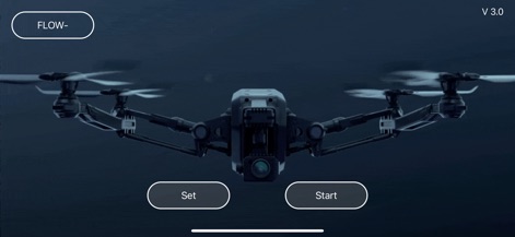 KY UFO - The app offers clear navigation with its 'FLOW-' mode selection and intuitive 'Set' and 'Start' buttons for quick drone preparation.