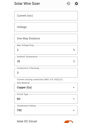 Solar Wire Sizer iPad screenshot