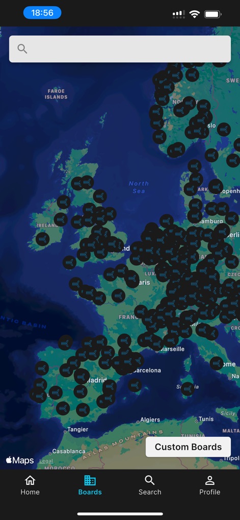Kilter Board Climbing Wall App - Discover how the app's interactive map helps users locate Kilter Boards globally and instantly identifies available boards in various geographical regions.
