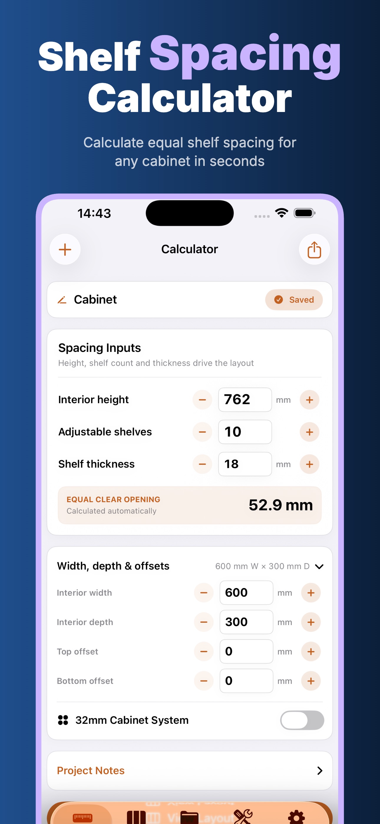 Screenshot 1 of Shelf Planner: Cabinet Shelves