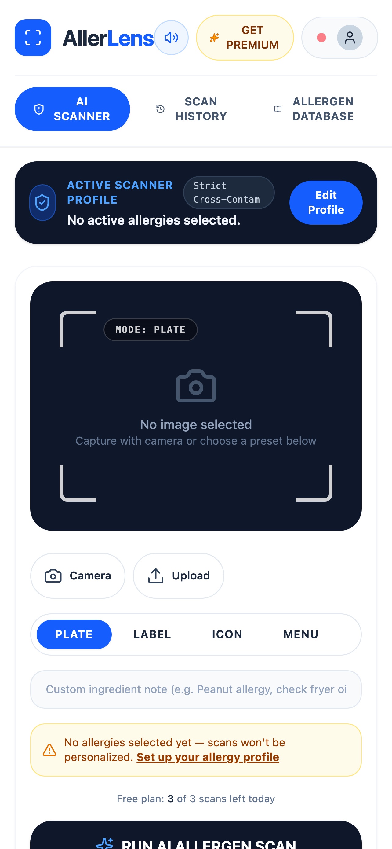 Screenshot 1 of AllerLens: AI Allergy Scanner