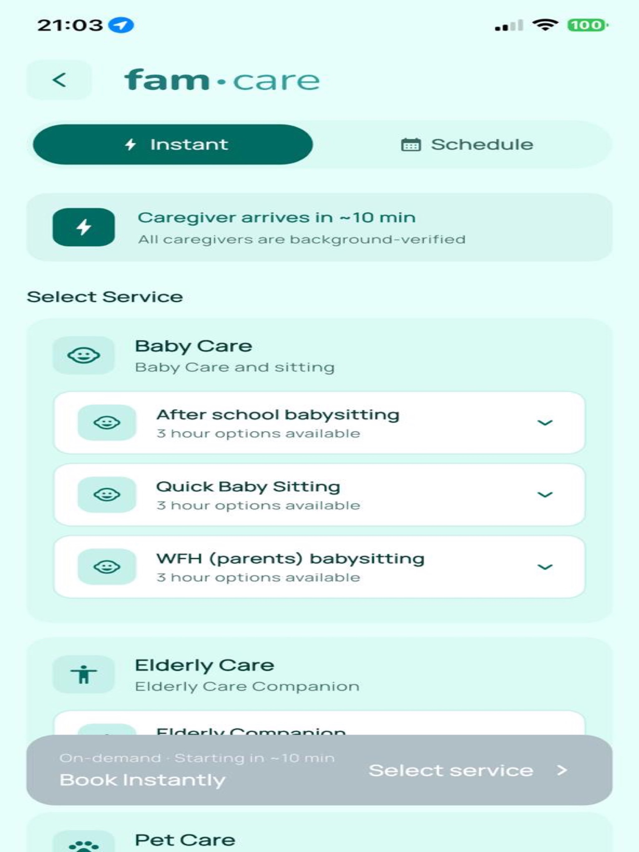 FamCare : Caregiver in Minutes