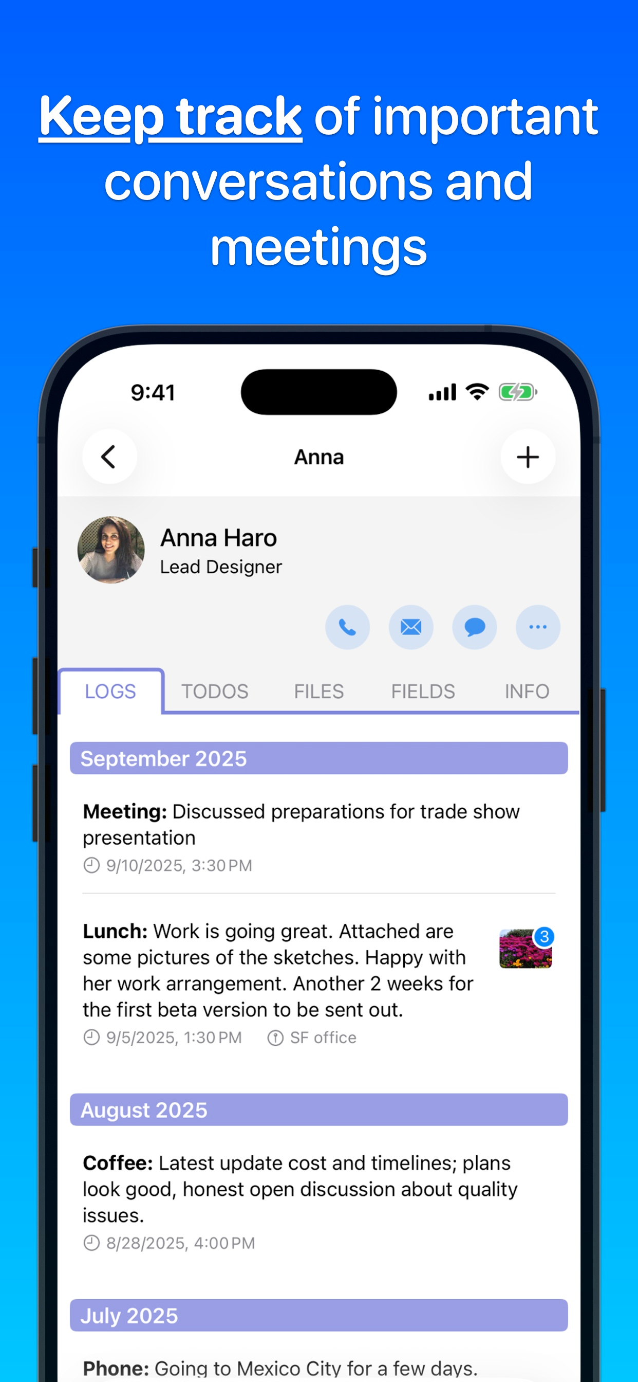 Contacts Journal CRM screenshot 2