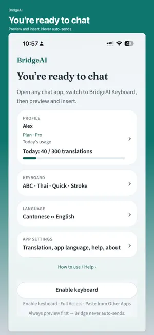 BridgeAI - Keyboard Translator screenshot 1