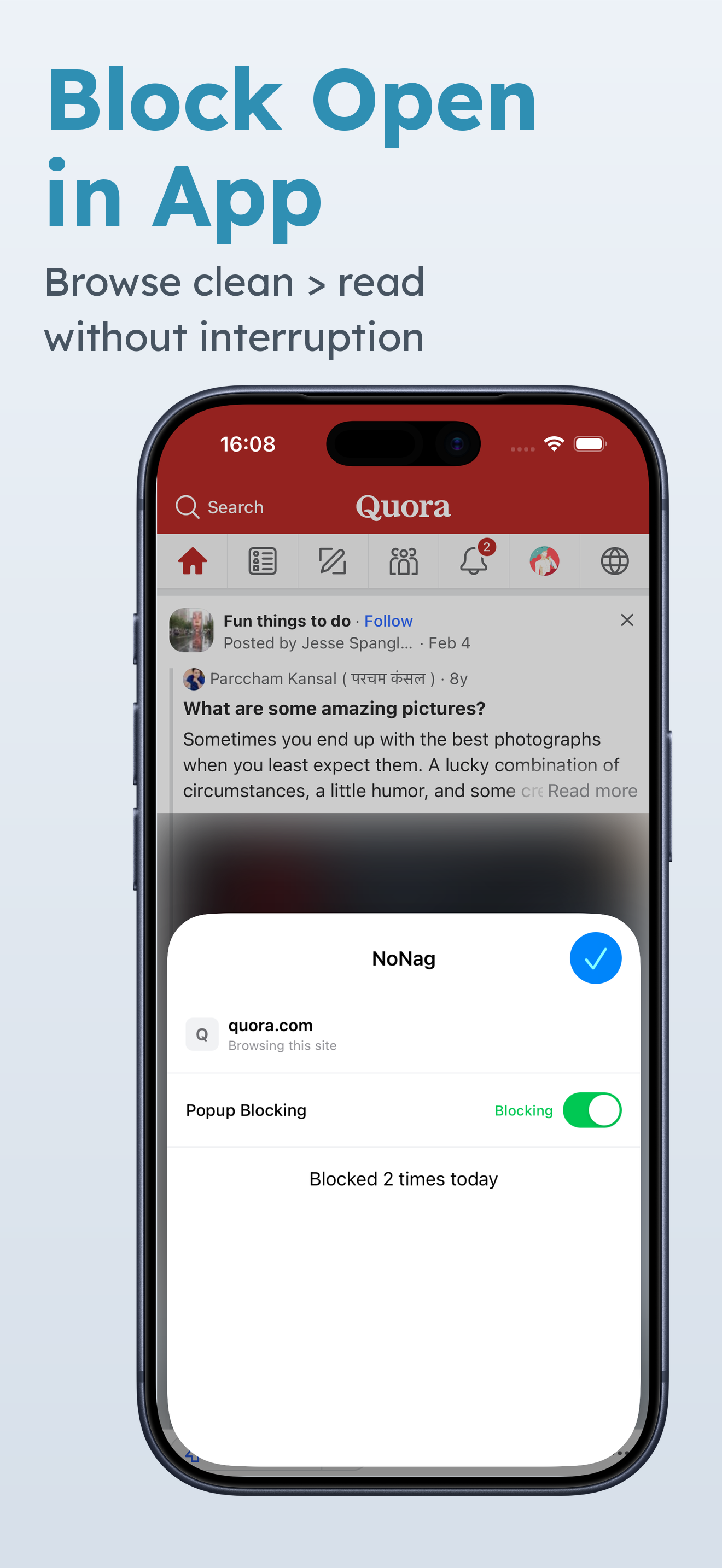 NoNag: Block Open in App screenshot 3