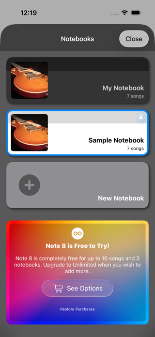 Note 8 Songbook and Setlist Screenshot 7 of 7