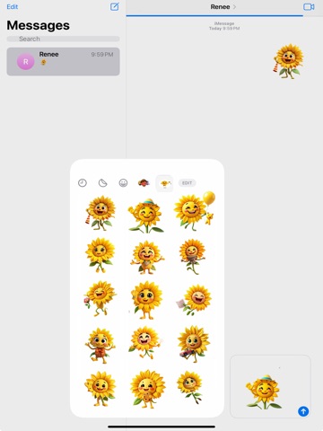 Joyful Sunflower Stickers iPad screenshot