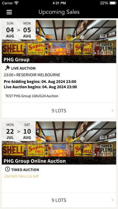 PHG Group Auctions Screenshot