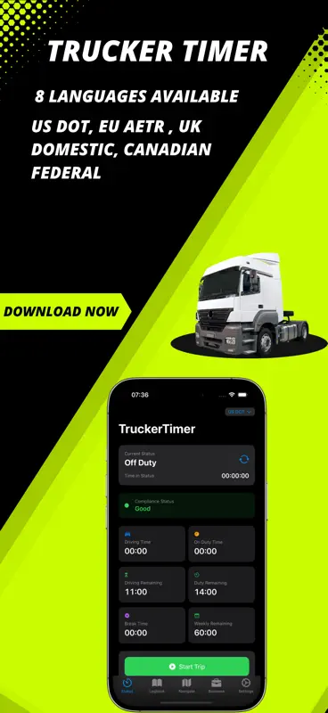 Trucker Timer: HOS Compliance screenshot 1 of 8