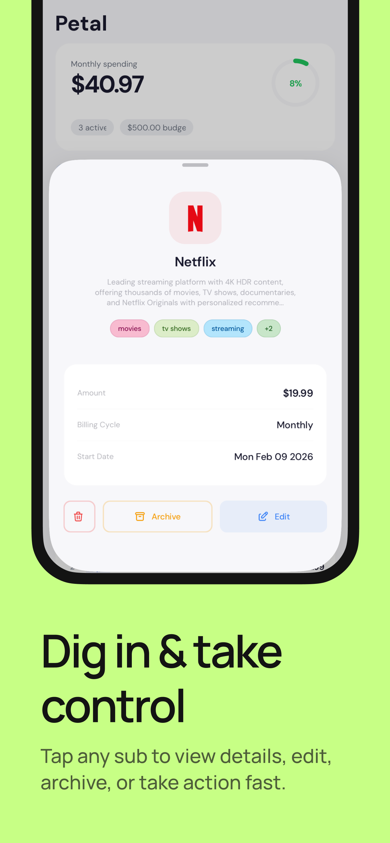 Track Subscriptions - Petal screenshot 2