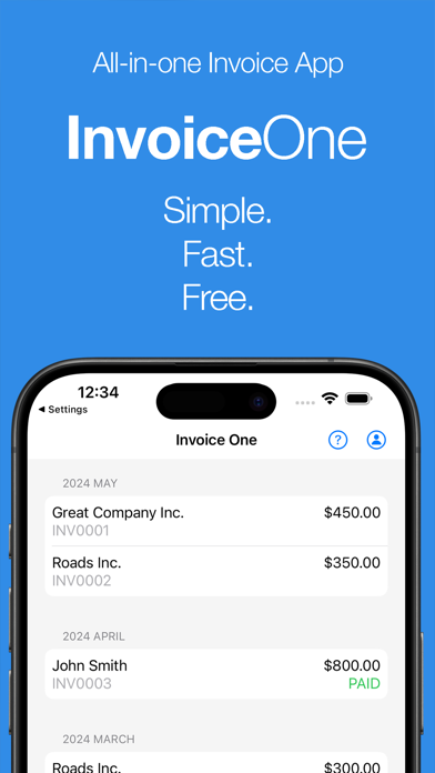 Invoice One: Create & Share Screenshot