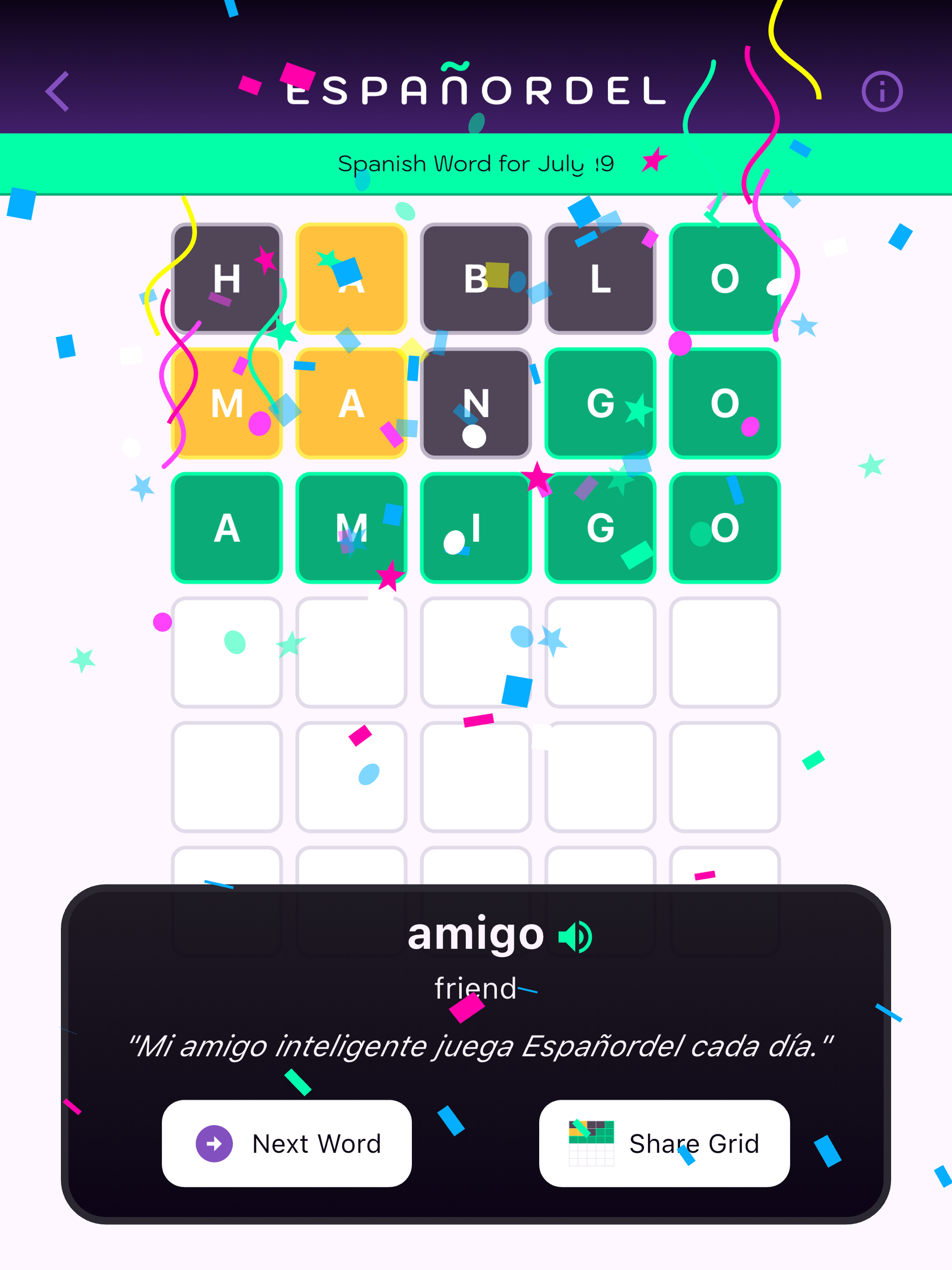 Españordel: Spanish Word Game screenshot 11