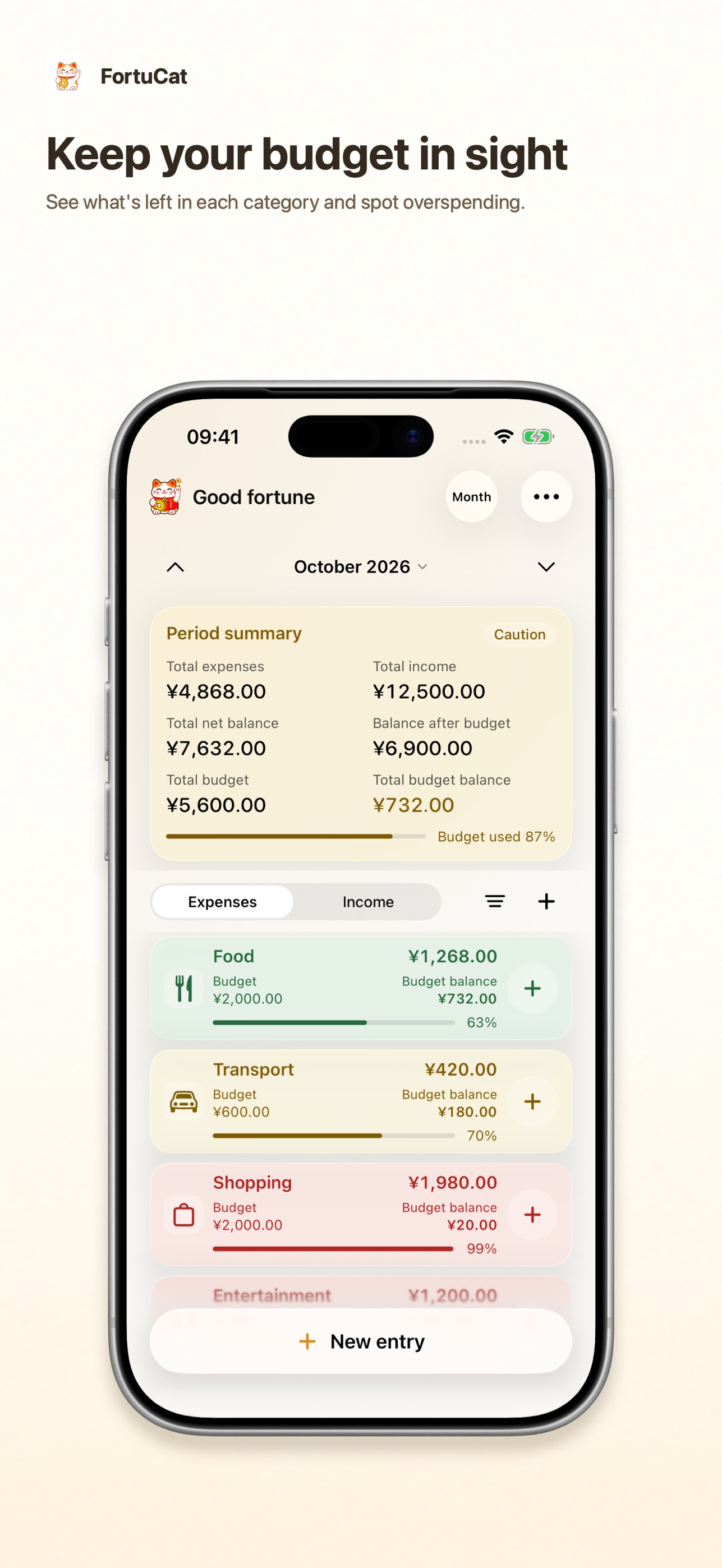 Screenshot 1 of FortuCat: Budget & Expenses