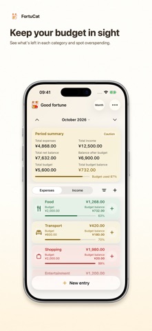FortuCat: Budget & Expenses screenshot 1