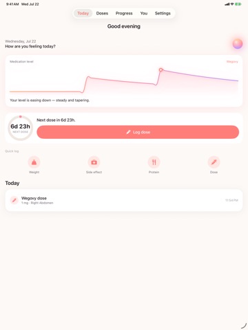 GLP-1 Weight Loss Shot Log iPad screenshot