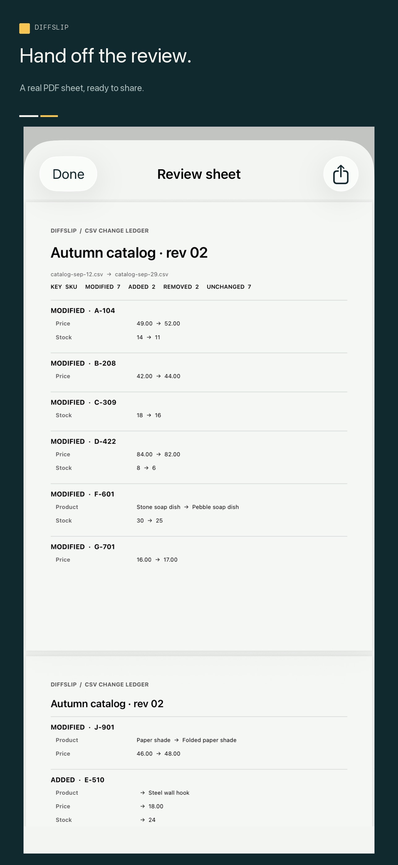 Screenshot 4 of Diffslip CSV Change Ledger