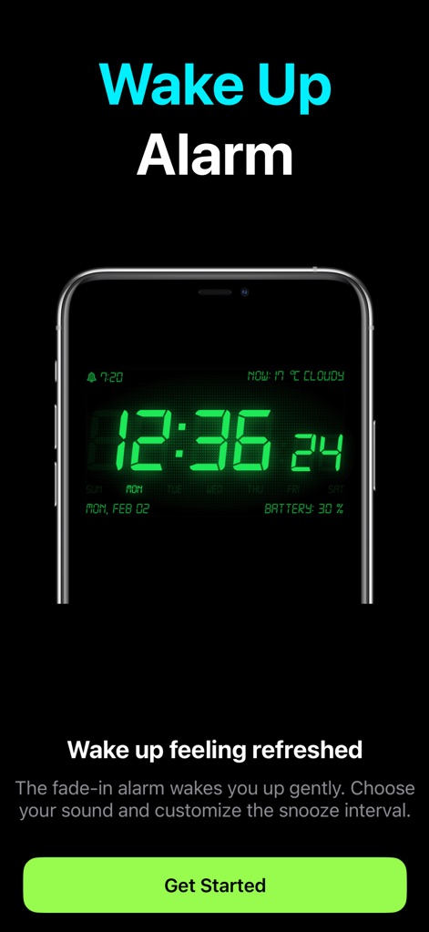 Alarm Clock HD - Los usuarios pueden experimentar un despertar refrescante gracias a una alarma con efecto de fundido y la opción de personalizar el intervalo de repetición.