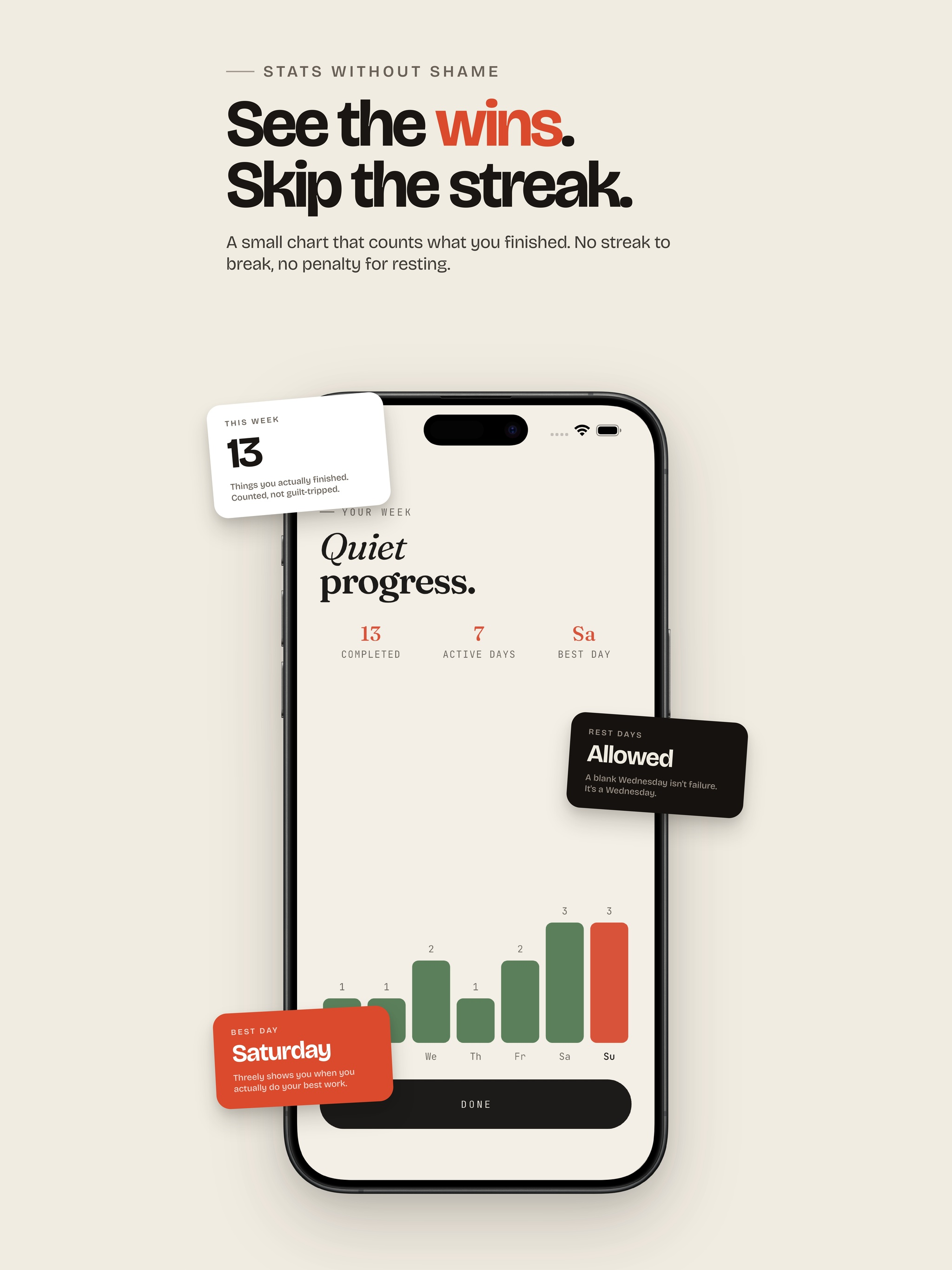 Threely: 3 Tasks, ADHD Planner