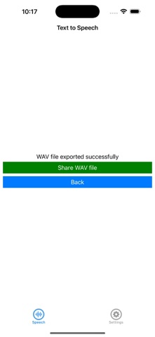 Text to Speech - Export to WAV iPhone screenshot