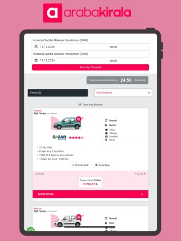 Araba Kirala iPad screenshot