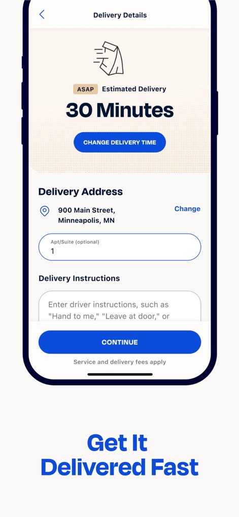 Dairy Queen® Food & Treats - Users can efficiently manage their delivery preferences, including setting an estimated delivery time and providing specific driver instructions for a seamless experience.