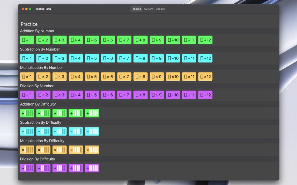 #1. FlashToPass Math Flash Cards (macOS) Podle: Scybot Technologies, L.L.C.