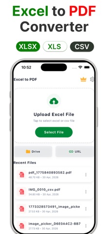 Excel to PDF Converter app iPhone screenshot