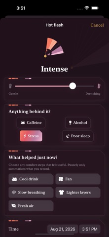 Pausely: Hot Flash Tracker iPhone screenshot