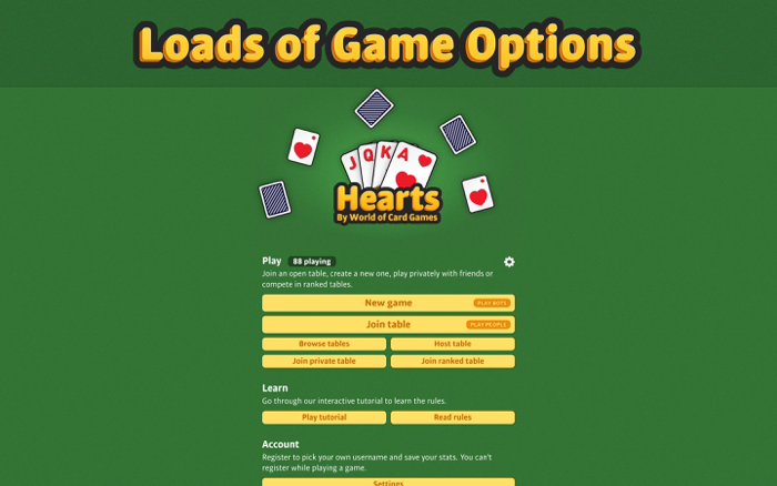 Hearts Multiplayer Card Game