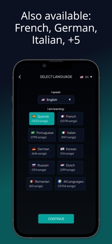 LyricFluent: Learn Languages iPhone screenshot