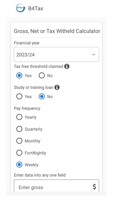B4Tax – Reverse Tax Calculator Screenshot