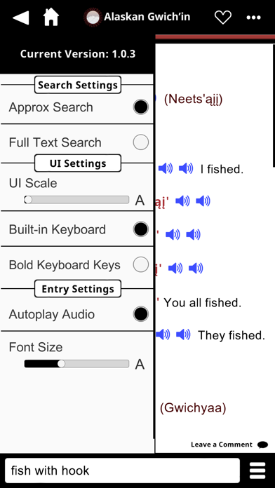 Screenshot 1 of Alaskan Gwich'in Dictionary App