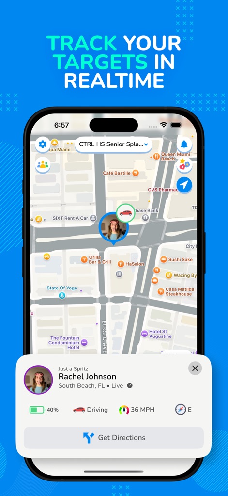 Splashin - This tool enables precise real-time target tracking on an interactive map and provides detailed information including location and travel speed.