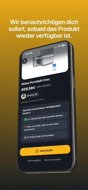 Bestell.bar: Produkt-Alarme iPhone screenshot 1