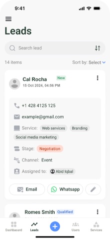 CRM - Manage Leads screenshot