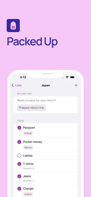 Packed Up: Smart packing screenshot 1