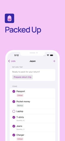 Packed Up: Smart packing screenshot