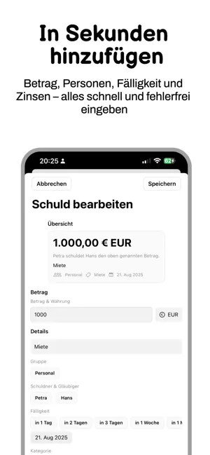 Schuldenschein screenshot 2